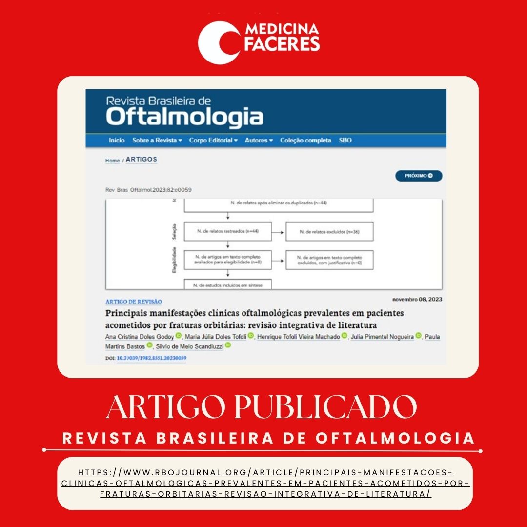 Artigo publicado na Revista Brasileira de Oftlamologia tem autoria de alunos da Liga Acadêmica de Oftalmologia da medicina FACERES