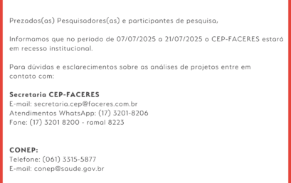 Comunicado CEP – Comitê de ética em Pesquisa da FACERES